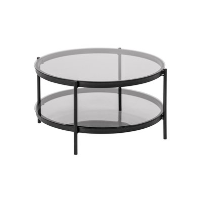Table basse ronde en verre et métal noir - BENNY HELLIN, DEPUIS 1862