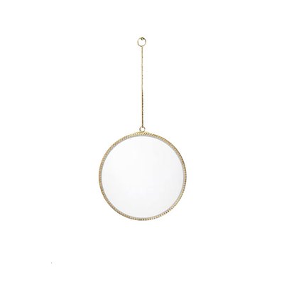 Miroir Rond Doré à Bords Festonnés Suspendu Chaînette WADIGA