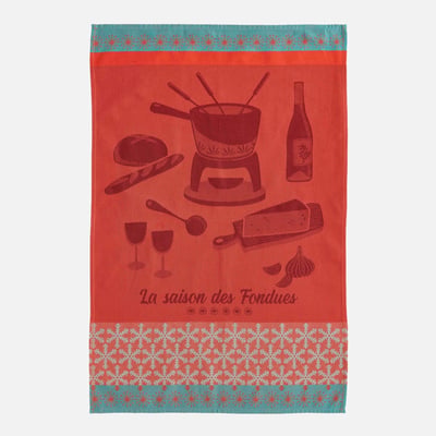 Torchon jacquard coton LA SAISON DES FONDUES COUCKE