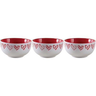Bol en grès blanc avec coeur rouge (Lot de 3) AUBRY GASPARD