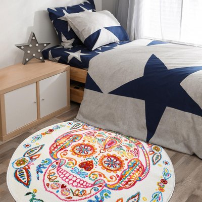 Tapis enfant tissé motif tête de mort SKULL HEAD UN AMOUR DE TAPIS