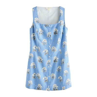 Robe courte droite boutonnée à col carré NEXT
