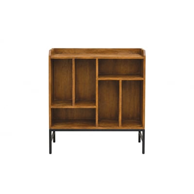 Buffet de rangement vinyles en bois massif et métal noir L76 cm BLUES MILIBOO