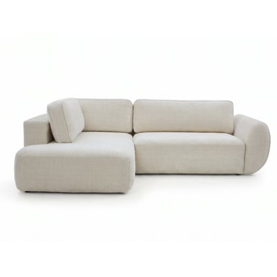 Canapé d'angle convertible 4 places en tissu texturé, DENISE BOBOCHIC