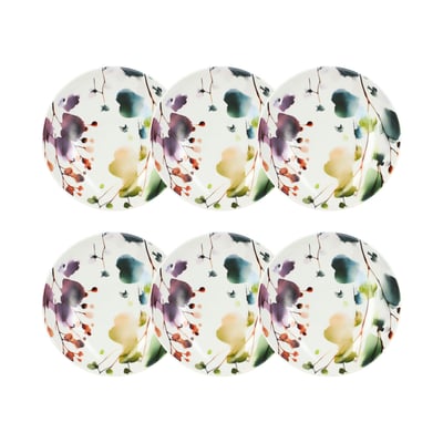 Lot de 6 assiettes calottes en porcelaine 21cm, AQUARELLE NOVASTYL