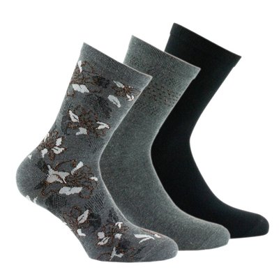 Lot de 3 paires de mi-chaussettes motifs Flowers KINDY