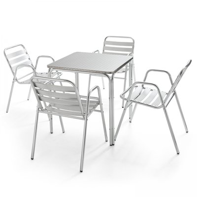 Table de jardin carrée en aluminium 4 places OVIALA