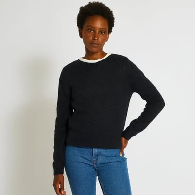 Pull col bateau uni contenant de l'alpaga MONOPRIX