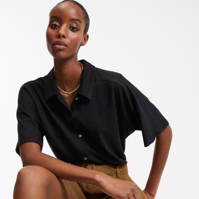 T-shirt en lin col polo, manches courtes LA REDOUTE COLLECTIONS