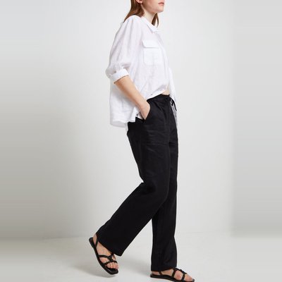 Pantalon lin noir femme zara cheap