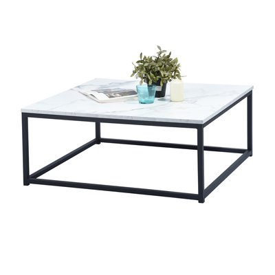 Table basse carrée imitation marble industriel,FACTO MEUBLES COSY