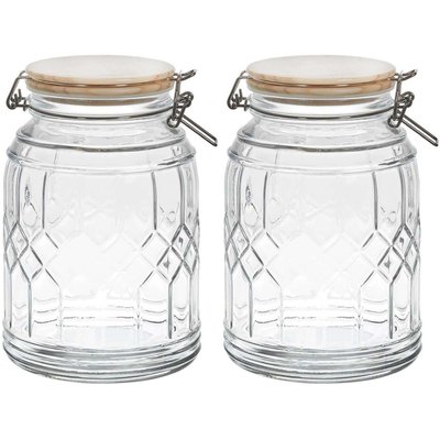 Bocal de conservation couvercle en bambou  (Lot de 2) 1.8 litres CMP