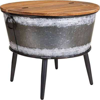 Table basse ronde style industriel bois et métal RECOLLECTION