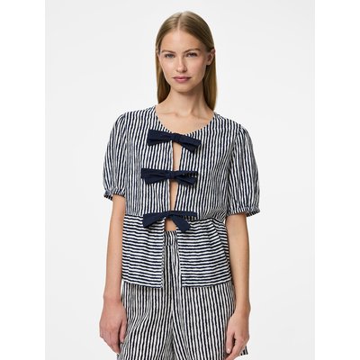 Blusa de manga corta de rayas con lazo PIECES