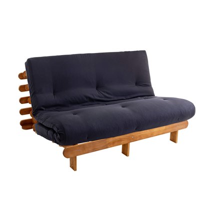 Ensemble matelas futon en coton et structure en bois massif naturel TERRE DE NUIT