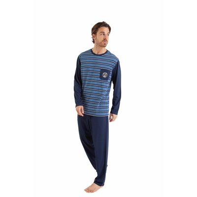 Pyjama long col rond en coton ATHENA