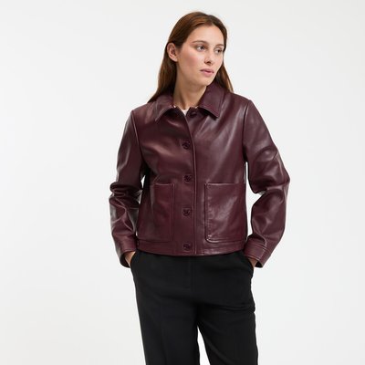 Veste courte boutonnée en cuir, Signature ABELLE LA REDOUTE COLLECTIONS