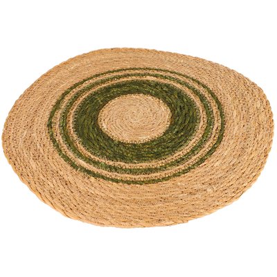 Set de table rond en jute beige et vert 37cm WADIGA