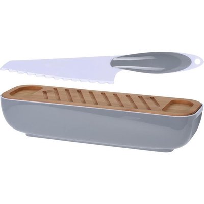 Boîte à Pain Grise avec Planche à Découper et Couteau WADIGA