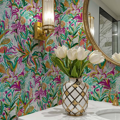 Papier peint charmant et colorés avec motifs floraux dessinés à la main - 510x260 cm (l x h) LA TOUCHE ORIGINALE