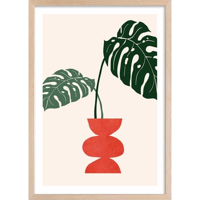 Affiche fleurs Deco vase monstera HEXOA