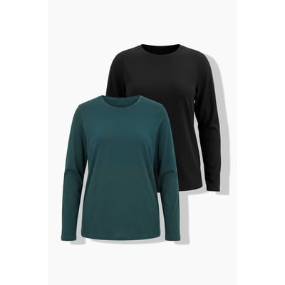 T-shirts, lot de 2, col rond, manches longues ULLA POPKEN