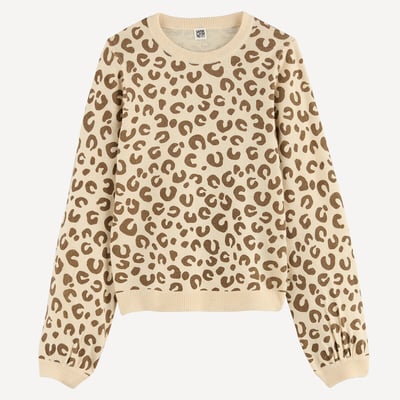Pull col rond, en fine maille, motif animalier ou floral LA REDOUTE COLLECTIONS