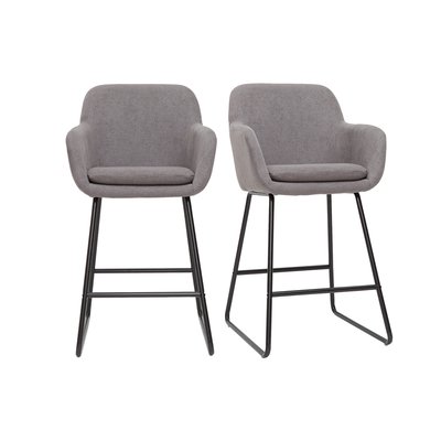 Tabourets de bar en tissu effet velours gris H75 cm (lot de 2) AMIKA MILIBOO