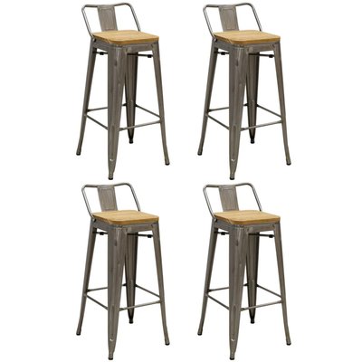 Tabouret de bar en métal laqué et bois d'orme huilé (Lot de 4) AUBRY GASPARD