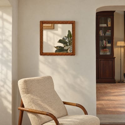 Miroir en mindi massif carré L56,5 x H56,5  ODILE BERAH GETAH