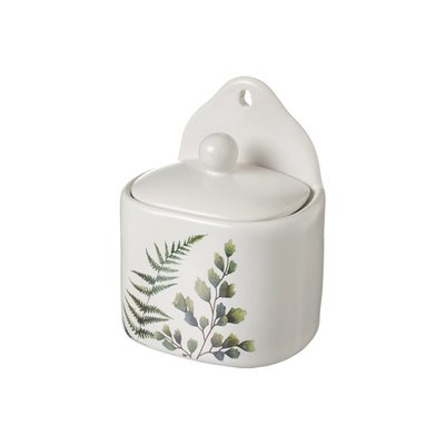Pot à Sel Mural en Céramique Blanche Plantes Vertes WADIGA