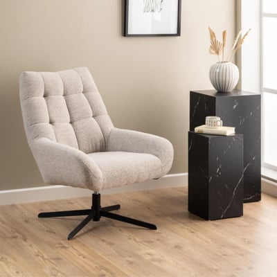 Fauteuil lounge pivotant en tissu bouclette - BERLIN HELLIN, DEPUIS 1862