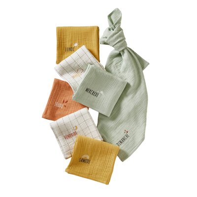 Coffret semainier de 7 langes en gaze de coton bio* VERTBAUDET