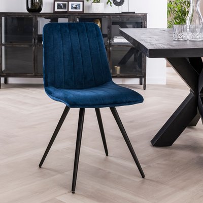 Chaise bleue en tissu velours (lot de 2) JAVA PIER IMPORT