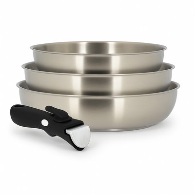 Batterie de cuisine 4 pièces en inox, IRIS MENASTYL