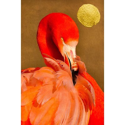 Tableau animaux Flamants et soleil d'or HEXOA