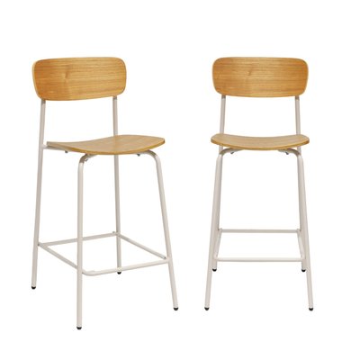 Tabouret de bar vintage métal et contreplaqué 66cm (lot de 2) TOBY SWEEEK