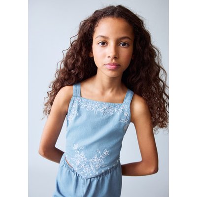 Combinaison en jean détail brodé MANGO KIDS