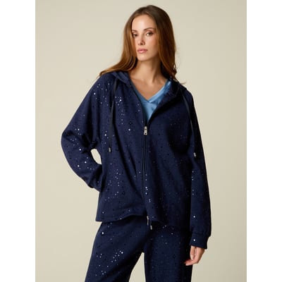 Sweat à capuche avec zip et paillettes OLTRE