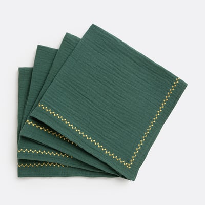 Lot 4 serviettes de table, Kumla brodé LA REDOUTE INTERIEURS