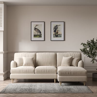 Emeline Tonal Basket Weave Corner Chaise Sofa with Oak Legs (Right Facing) ÉDITÉ