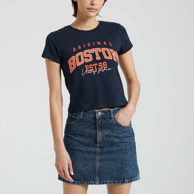 T-shirt cropped com motivo NOISY MAY