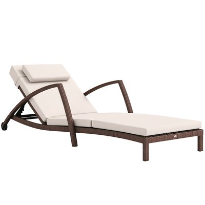 Chaise longue simple en rotin (modèle simple) OUTSUNNY