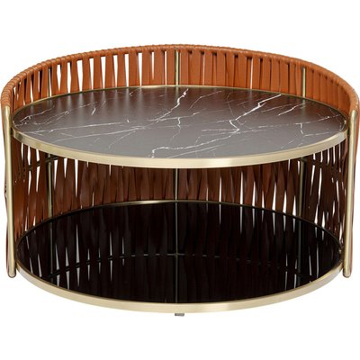 Table basse effet marbre noir double 86cm KARE DESIGN