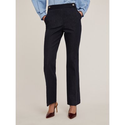 Jean flare taille haute en denim de coton délavage rinse MOTIVI