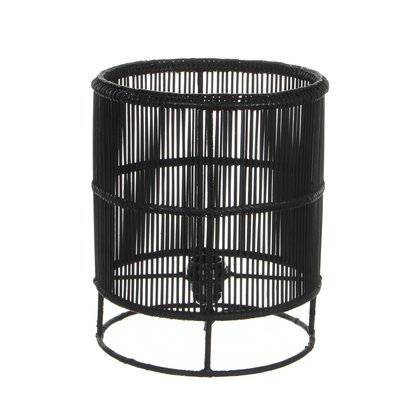 Lampe Cylindre en métal filaire ajouré noir D25xH30cm PIER IMPORT