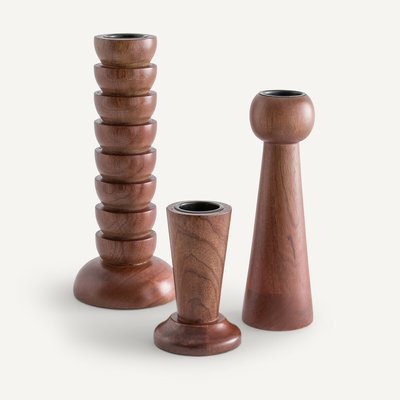 Set de 3 candelabros de madera, Pietra AM.PM