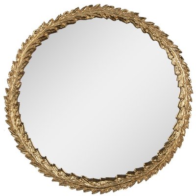 Miroir classique rond doré laurier en résine 43x43x2cm WADIGA