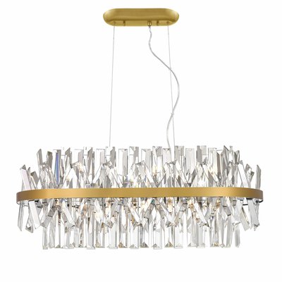 Lustre doré à pampilles en cristal - ARIELLA KOSILUM