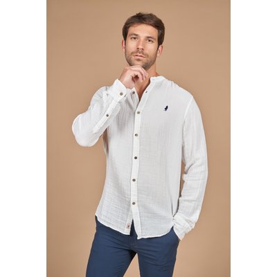 Chemise col mao en gaze de coton MCS
